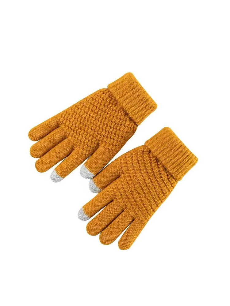 Women's Cashmere Knitted Winter Gloves Cashmere Knitted Women 2024 Autumn Winter Warm Thick Gloves Touch Screen Skiing Gloves