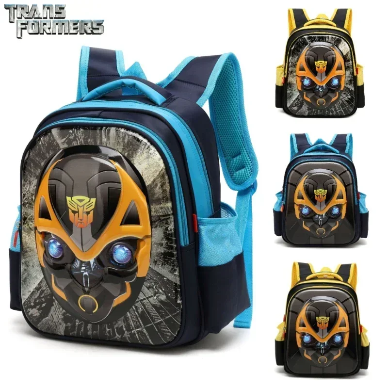 Transformers 3d mini mochilas bumblebee optimus prime cosplay sacos de escola à prova dwaterproof água kawaii mochila
