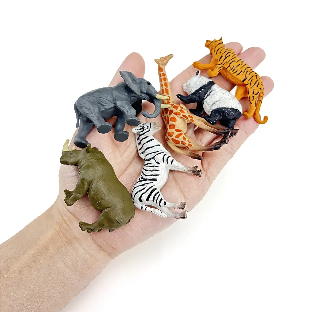 12 ชิ้น/เซ็ตสถานที่แล้วจําลองสัตว์ป่าสิงโตเสือของเล่นสมจริงยีราฟ ZEBRA PANDA ของเล่นเด็กคริสต์มาสของขวัญ