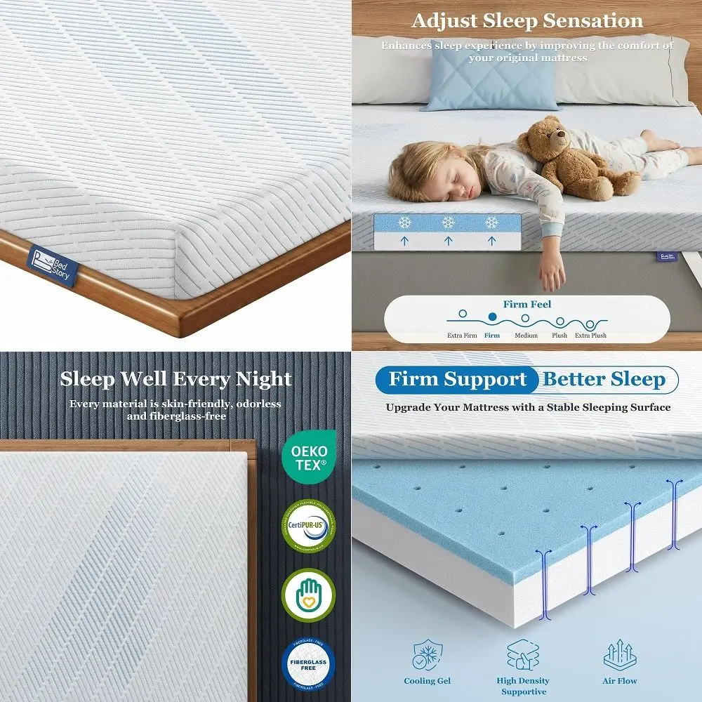 3 Inch Twin XL Firm Mattress Topper, High Density Memory Foam Bed Pad for Back Pain Relief, Cooling SkinFriendly Cover, No Odor