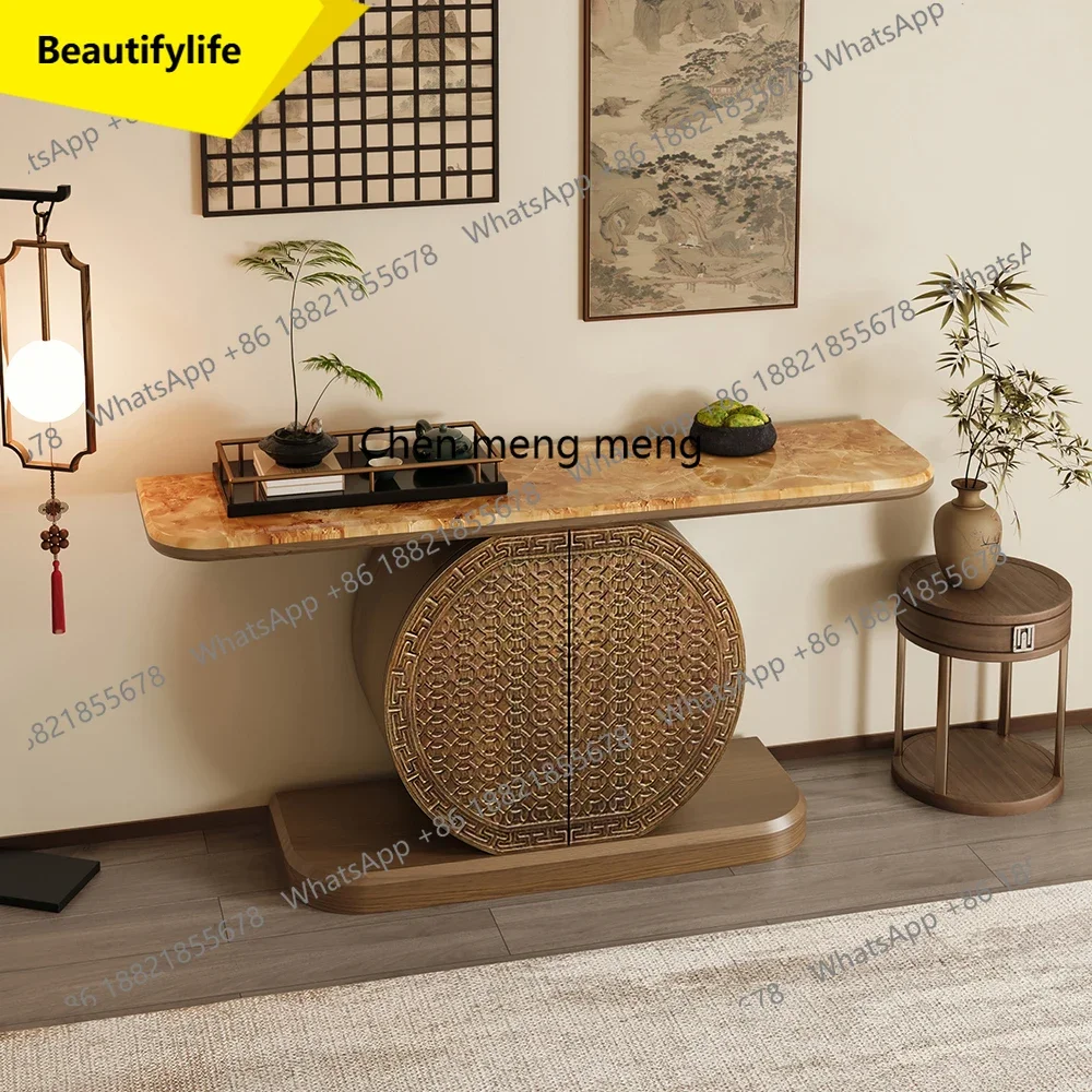 

Q181 Solid Wood Entryway Table Marble Entryway Table Creative Entryway Cabinet Living Room Wealth-Attracting Display Table