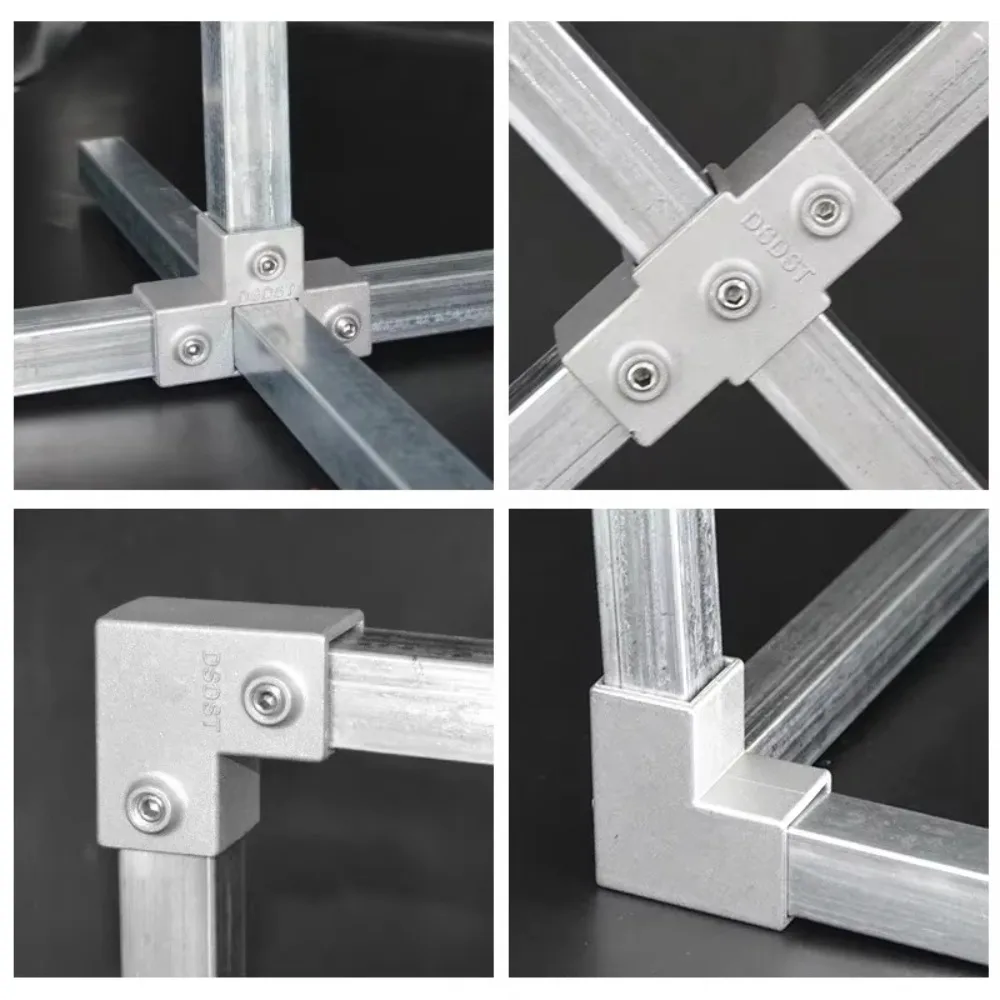 New Square Tube OD 25x25mm 30mmx30mm Connection Piece Aluminum Alloy Elbow Three-way Square Pipe Fixed Joint Storage Rack