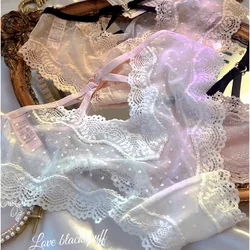 SP&CITY Love Metal Sexy Lace Sexy Women's Underpants Hollow PerspectiveThin Summer Mesh Panties Breathable Cotton Crotch Briefs