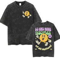 Christian Bible Verse T-shirt Go and Make Disciples Trendy Church Vintage Washed T-shirts Men Women's Aesthetic Cartoon T Shirts