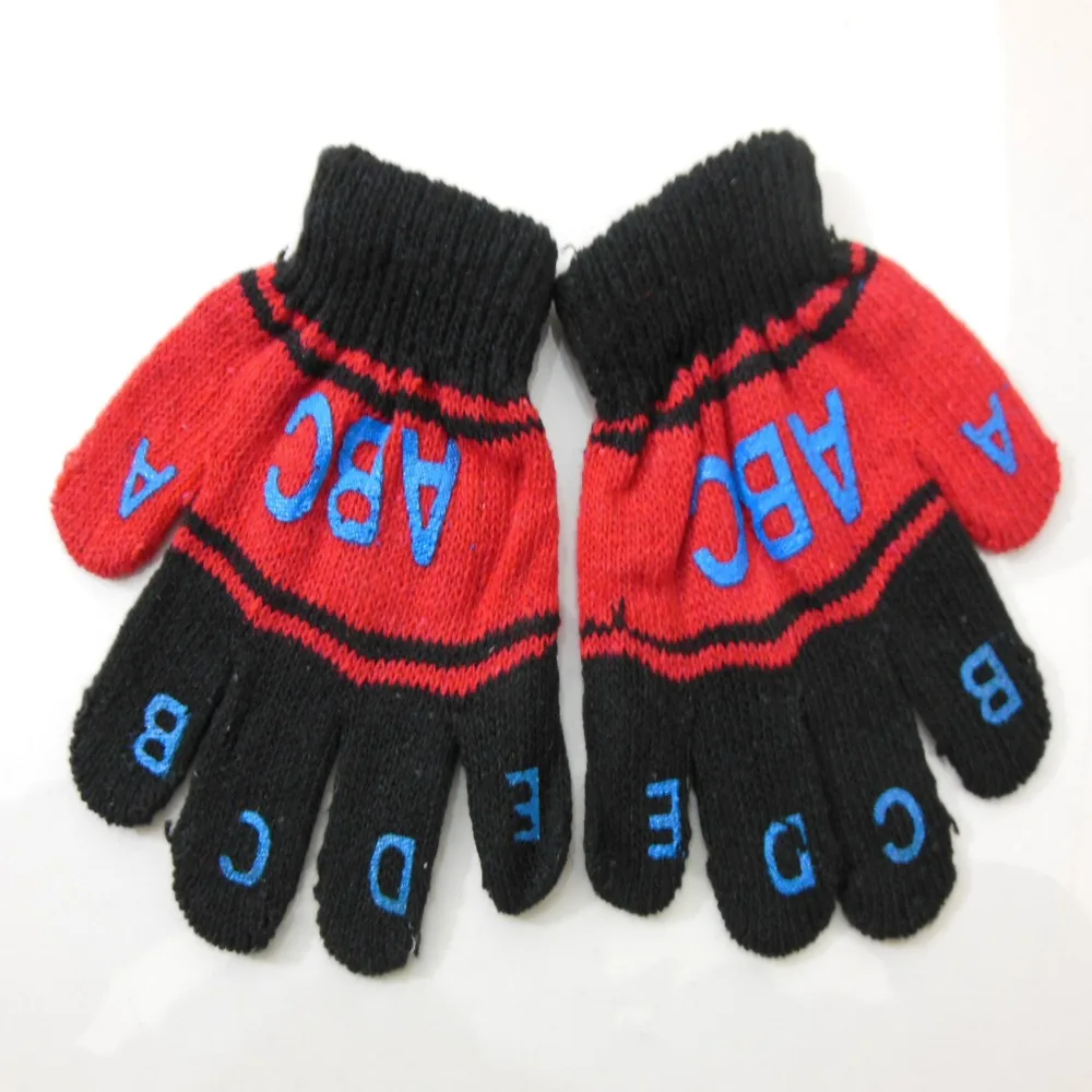 

Lovely Children's Knitted Gloves New Acrylic Fiber Letter Printing Cartoon Printed Gloves Knitted Woolen Gloves