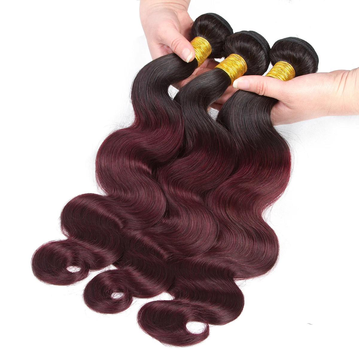 T1B/99J Body Wave Human Hair Bundles Remy Straight Hair Bundles Human Hair Weave Omber Burgundy Hair Extension HairUGo 10A Grade