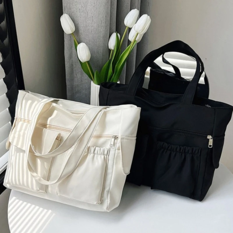 Women's Multi Pocket Handbag with Large Capacity Zipper Shoulder Bag Suitable for Shopping Multifunctional Work Travel Tote Bag