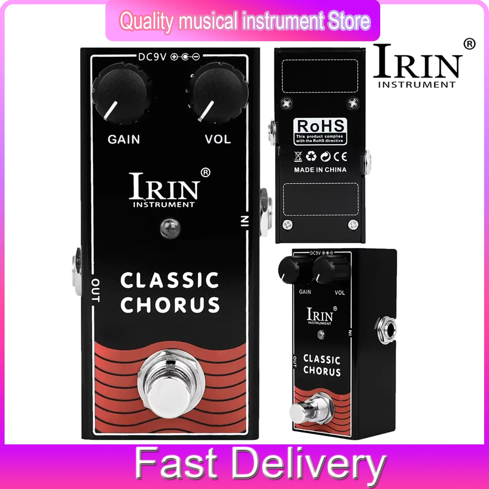 

Электрогитарная педаль эффектов IRIN RF-05 CLASSIC CHORUS, моноблочная, с True Bypass, для гитарных инструментов и аксессуаров