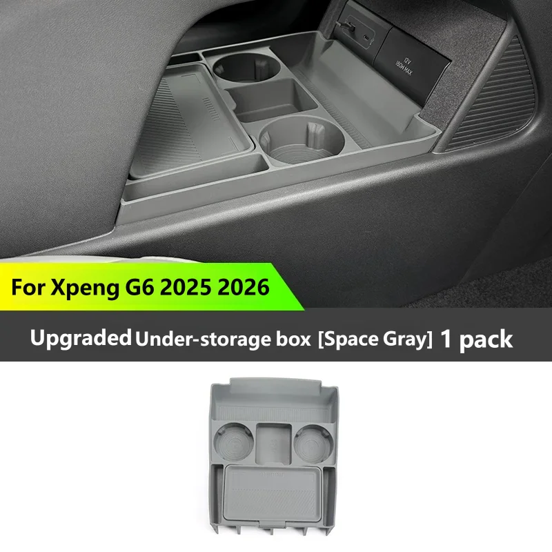 For Xpeng G6 2025 2026 Center Console Silicone Storage Box Car Central Lower Layer Tray Divider Organizer Car Interior Storage