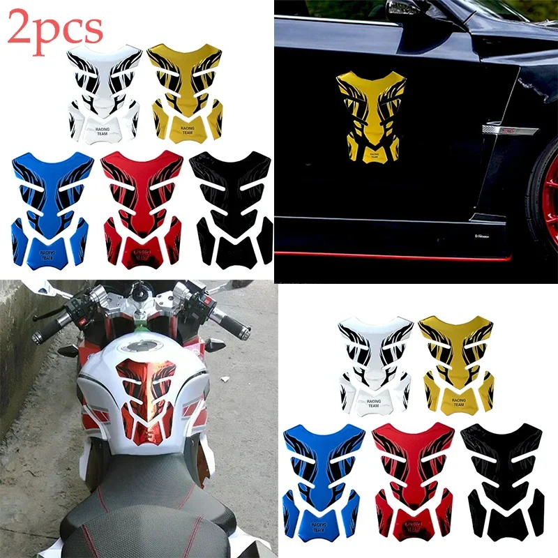 

2PC Fishbone 3D Motorcycle Tankpad Sticker Universal Popular Tank Pad Protector Flame Stickers Motorcycle Decoration Accessories