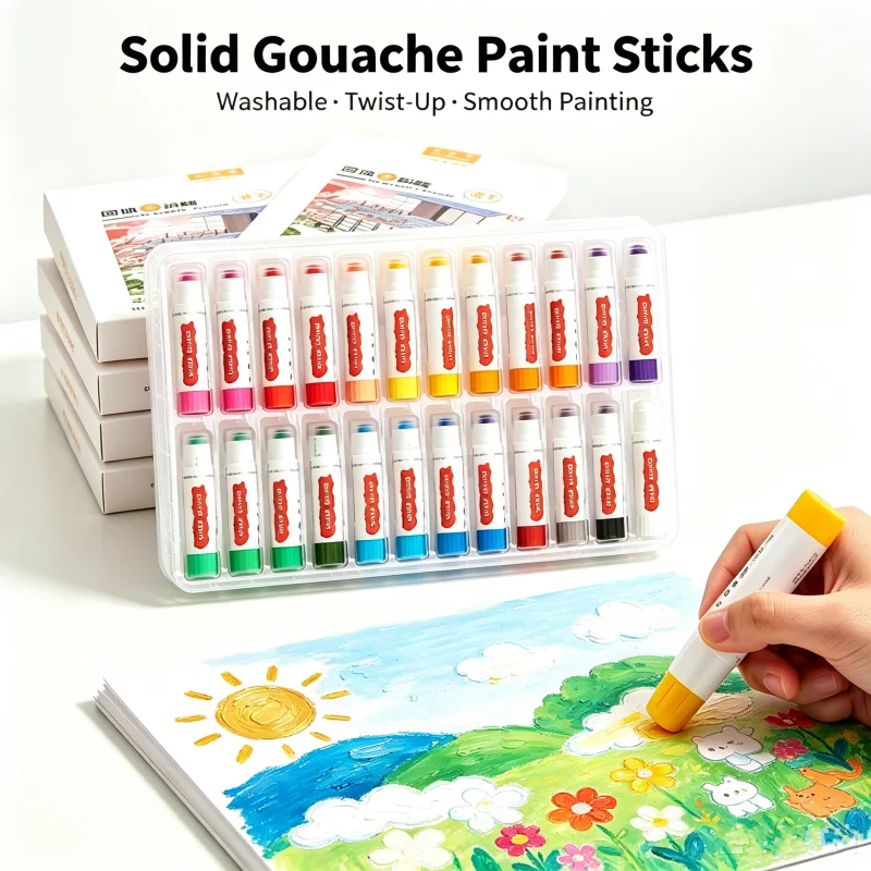 Soft Solid Gouache Paint Sticks/Pastels/Crayons 12/18/24 Colors Art Crayons Washable Graffiti Drawing Kids Artists Art Supplies
