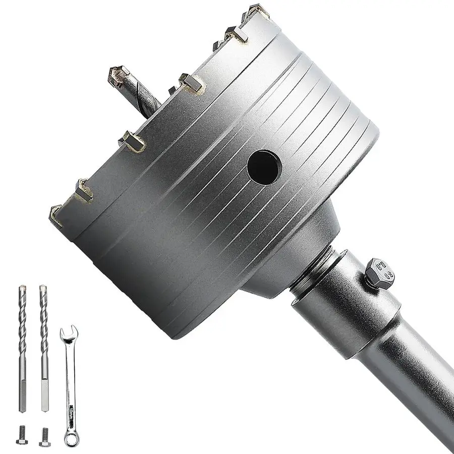 

8 inch 105mm Concrete Hole Saw with SDS Plus Shank Connecting Rod, 6.3mm Tungsten Carbide Tip for Concrete, Cement, Brick Wall