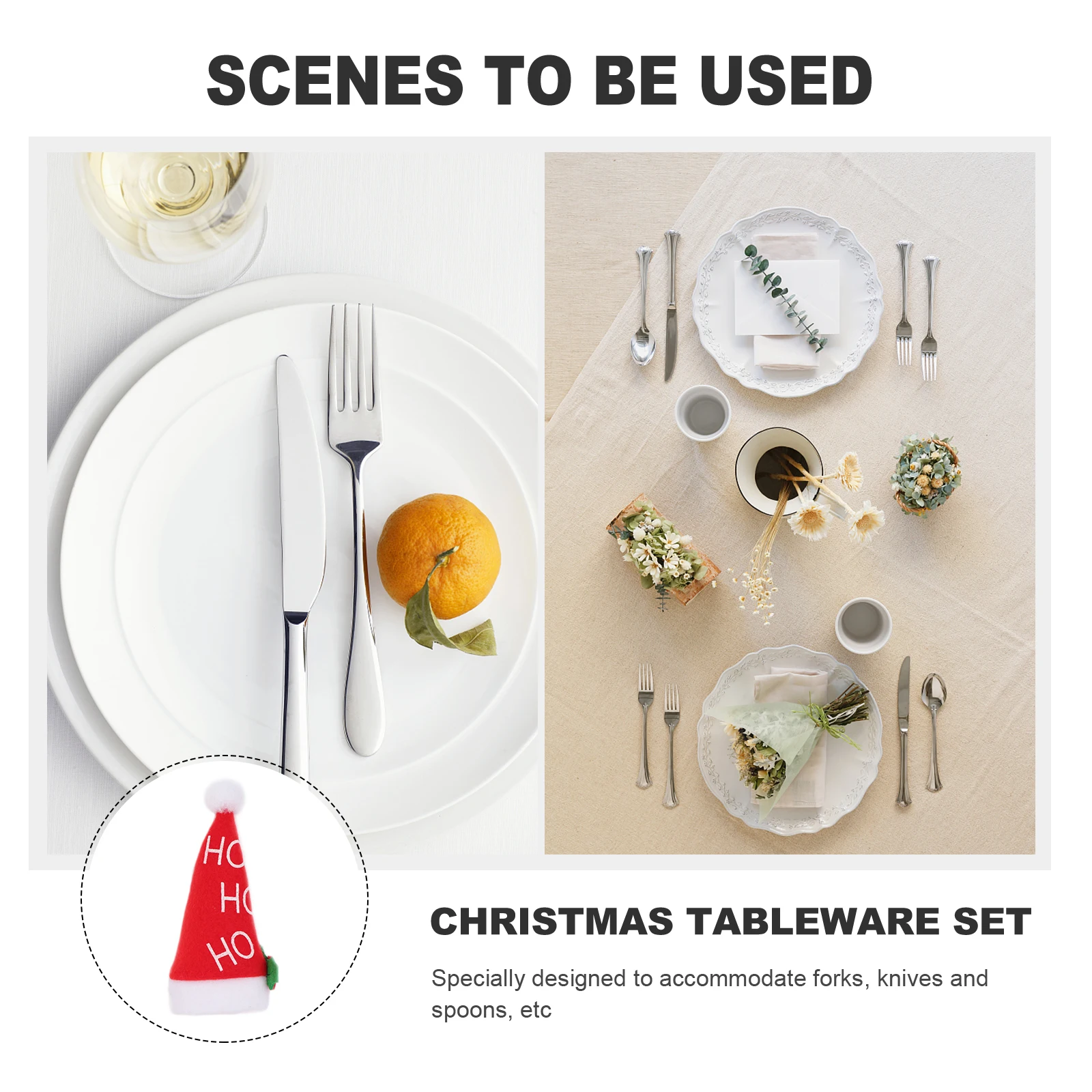 

8 pcs Red Non-Woven Fabric Cutlery Bags Christmas Tableware Storage Bags Adorable Silverware Covers Fork Storage Easy Clean
