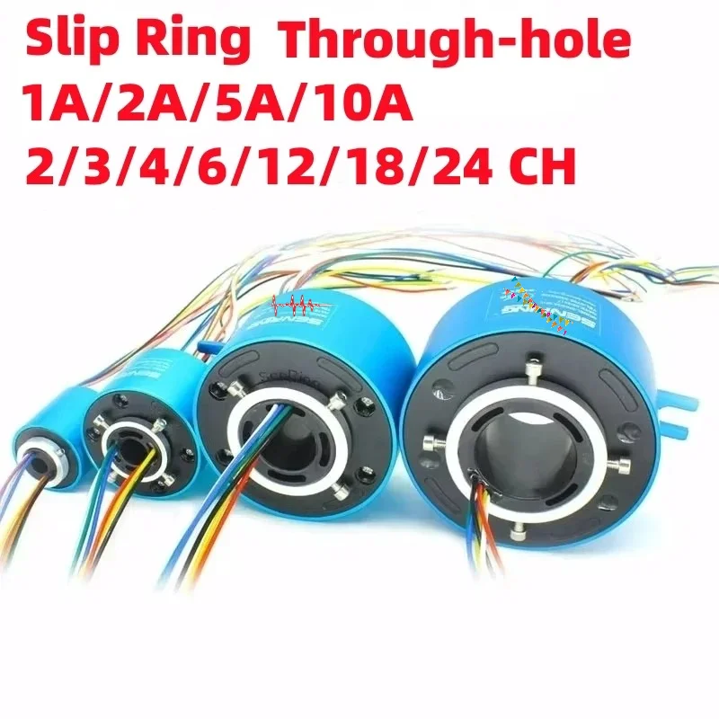 Hollow Shaft Slipring Multi Channels Current Conductive Slip Ring 8mm-100mm Inner Hole Rotating Power Connector