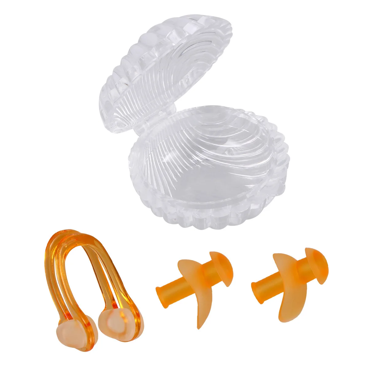 Zestaw pomarańczowych silikonowych klipsów na nos do pływania, wodoodporne, wygodne do długotrwałego noszenia, do pływania, pod prysznic, treningu, zapobiegające wnikaniu wody do nosa.