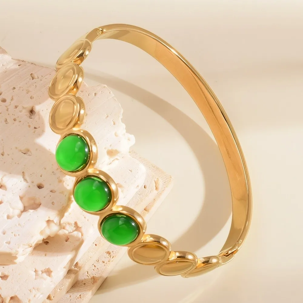 Alloy Cat's Eye Stone Bracelet Colored Dropper Oil Stackable Colored Dropper Oil Bangle Vintage Retro Women's Hand Bracelet
