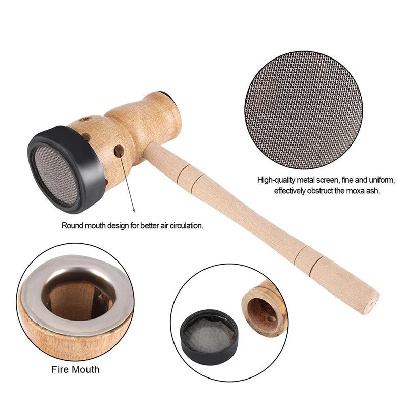 Moxa Mugwort Navel  Warm Palace Moxibustion Wooden Gourd Device Massage Burner Roll Set Wormwood Artemisia Acupuncture Tools