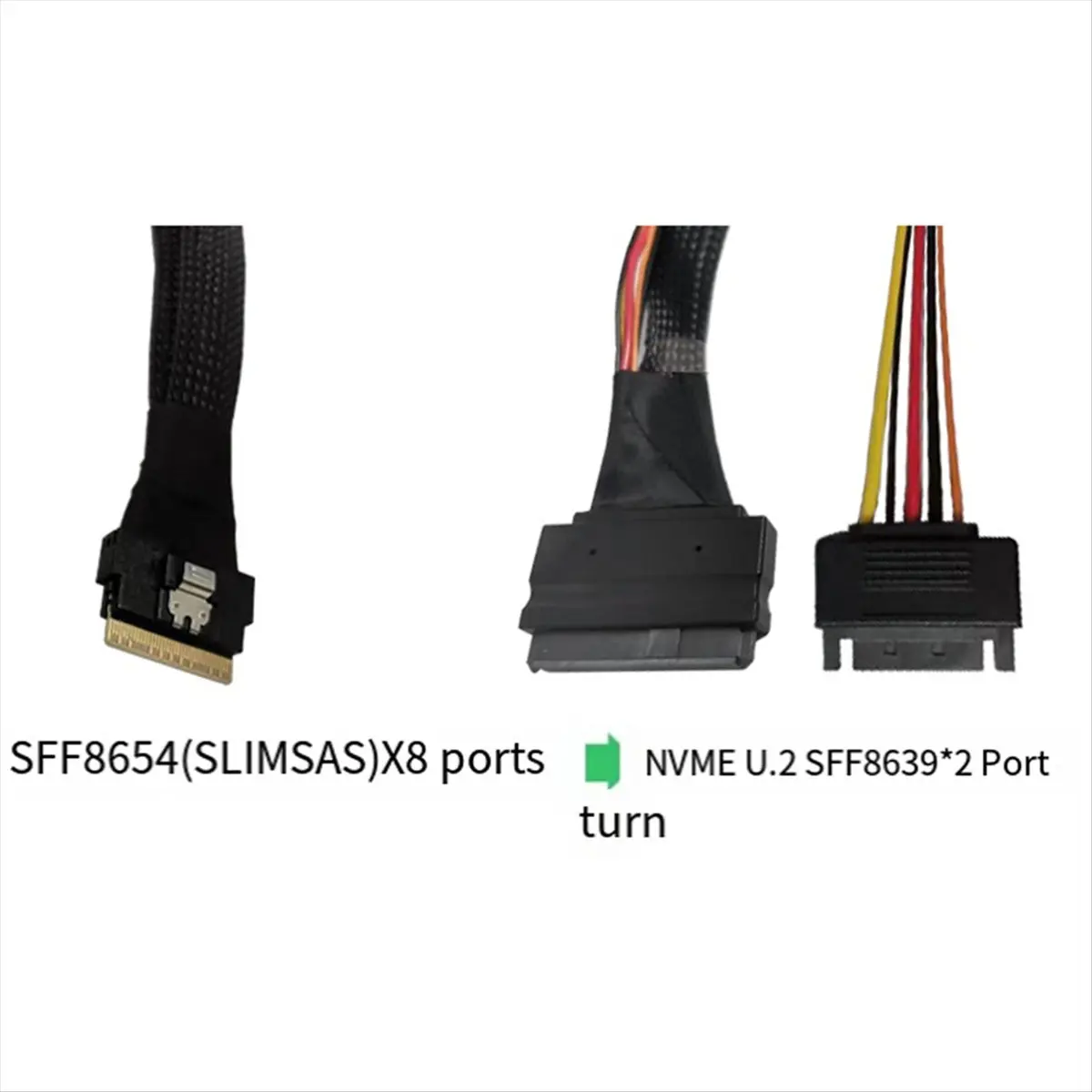 N86R Hard Drive Cable SFF8654(8I) Slim SAS to 2SFF8639 NVMe U.2 Hard Drive Cable Multi-Functional Hard Drive Accessories