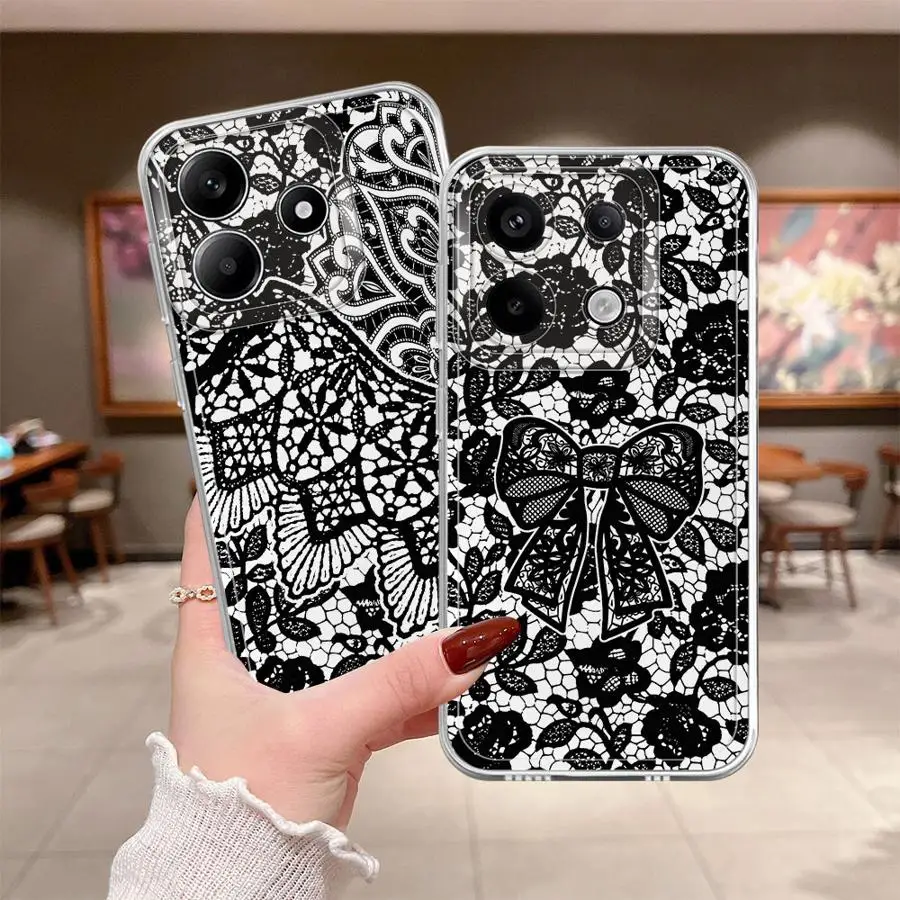 

Fashion Black Lace Case for Xiaomi Redmi Note 14 Pro Plus 12 11 12S 11S 10S Note 13 14C A4 13C 9 10 Soft Phone Cover