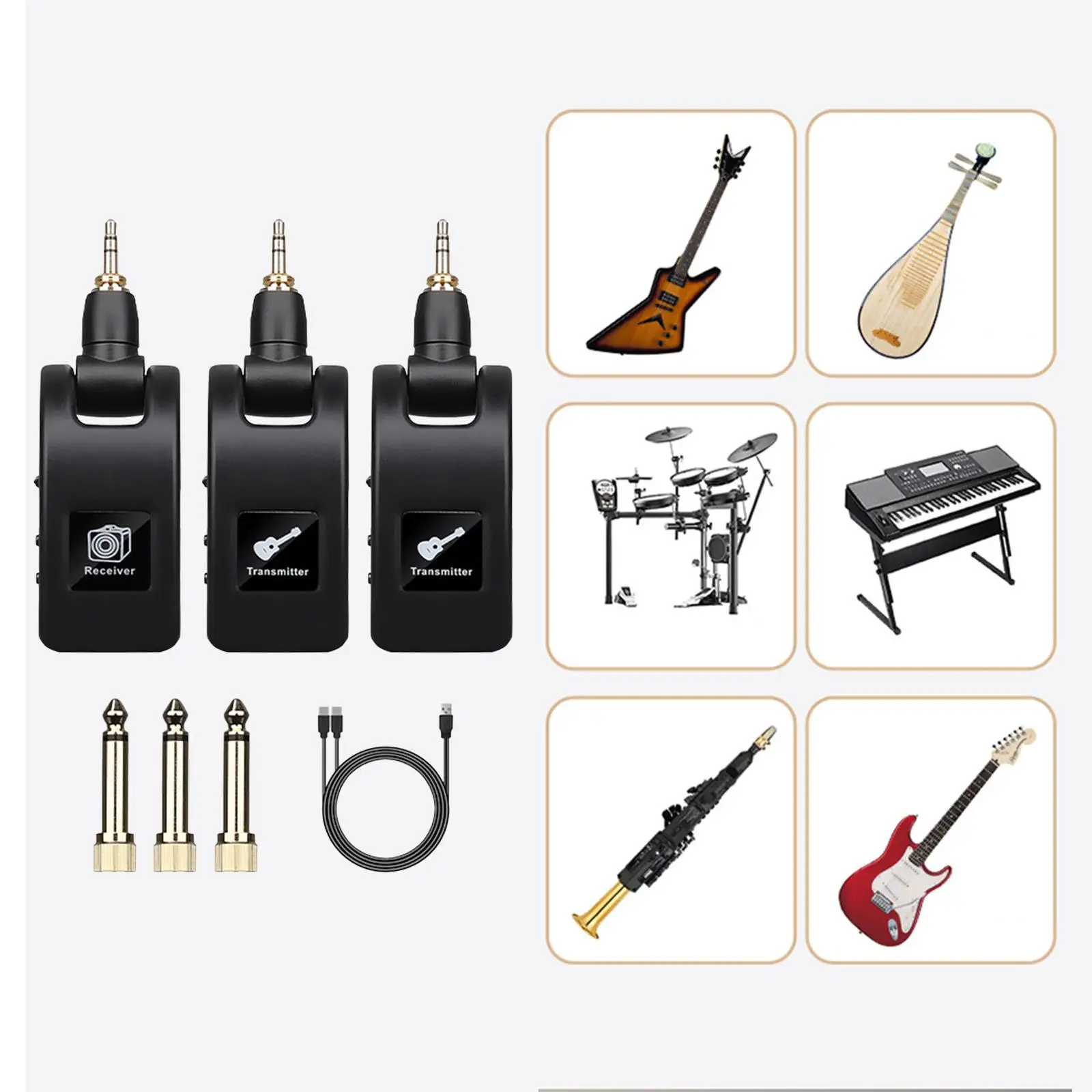 Audio Transmitter and Receiver Music Equipment for Electric Bass Dynamic Mic