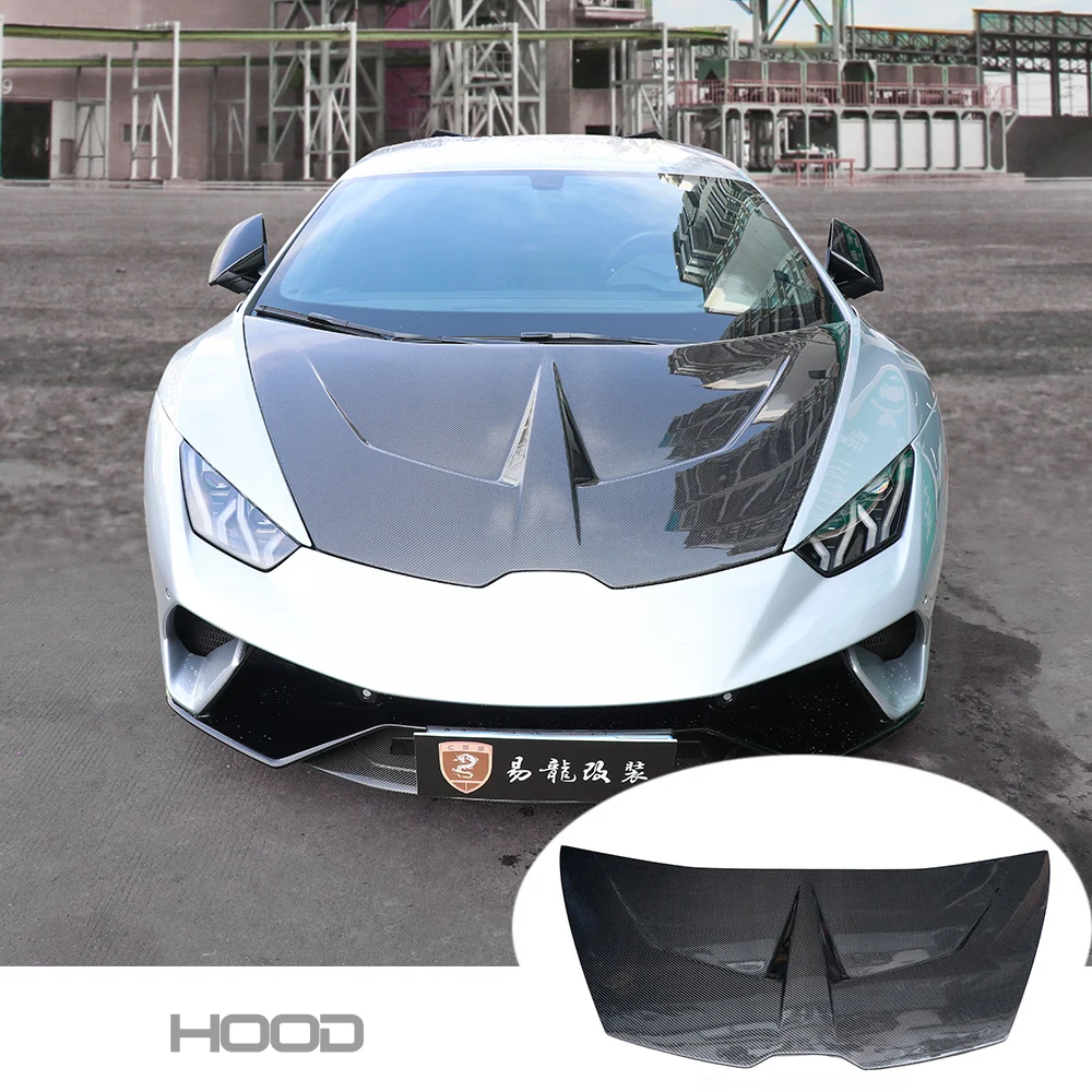 1016 Style Double Side Carbon Fiber Front Engine Hood Vent Cover Fit For Lamborgini Huracan LP610 LP580 Replace Car Bonnet Hood