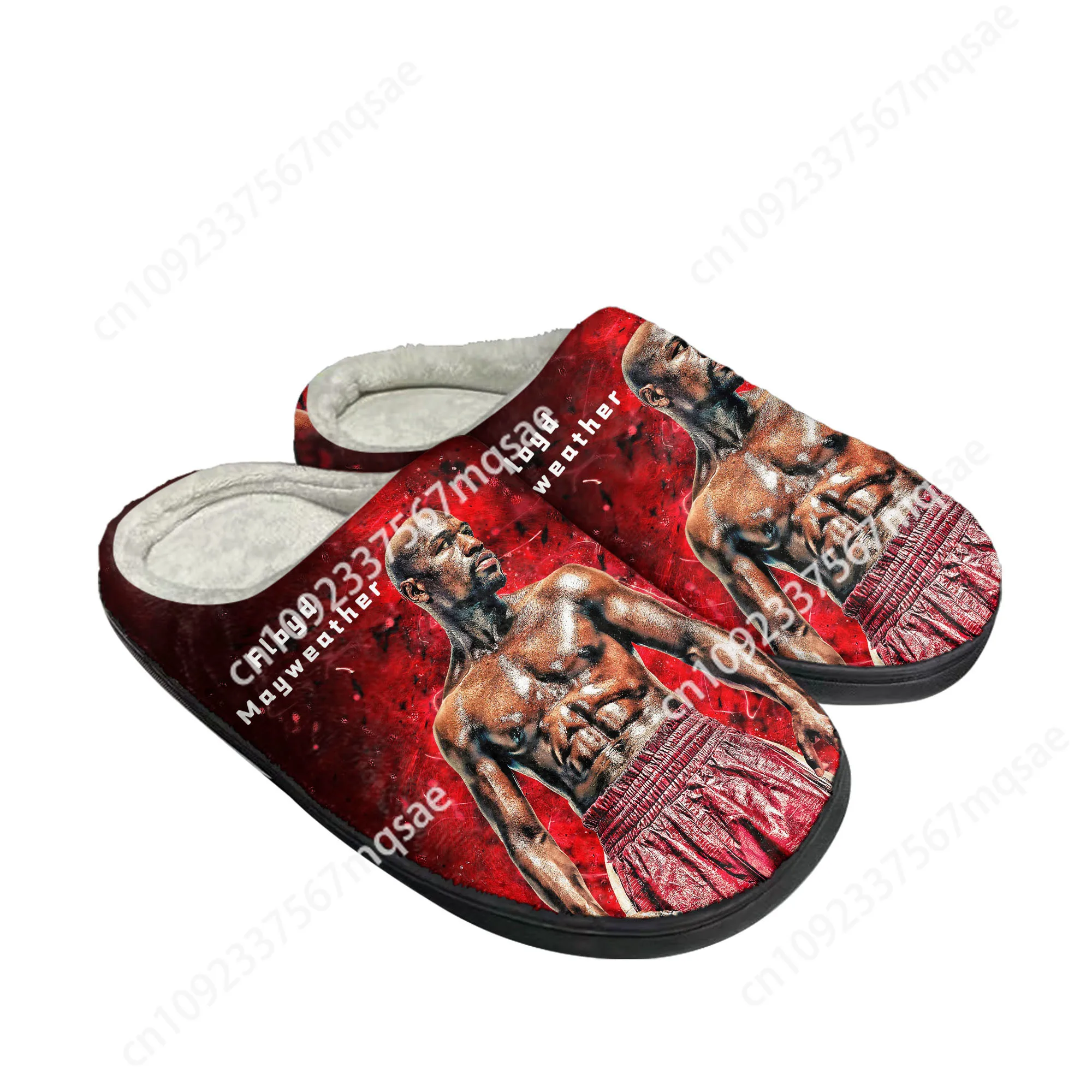 Floyd Mayweather Undefeated Boxing Champ Home Cotton Slippers Mens Womens Plush Bedroom Casual Keep Warm Shoes Customized Shoe