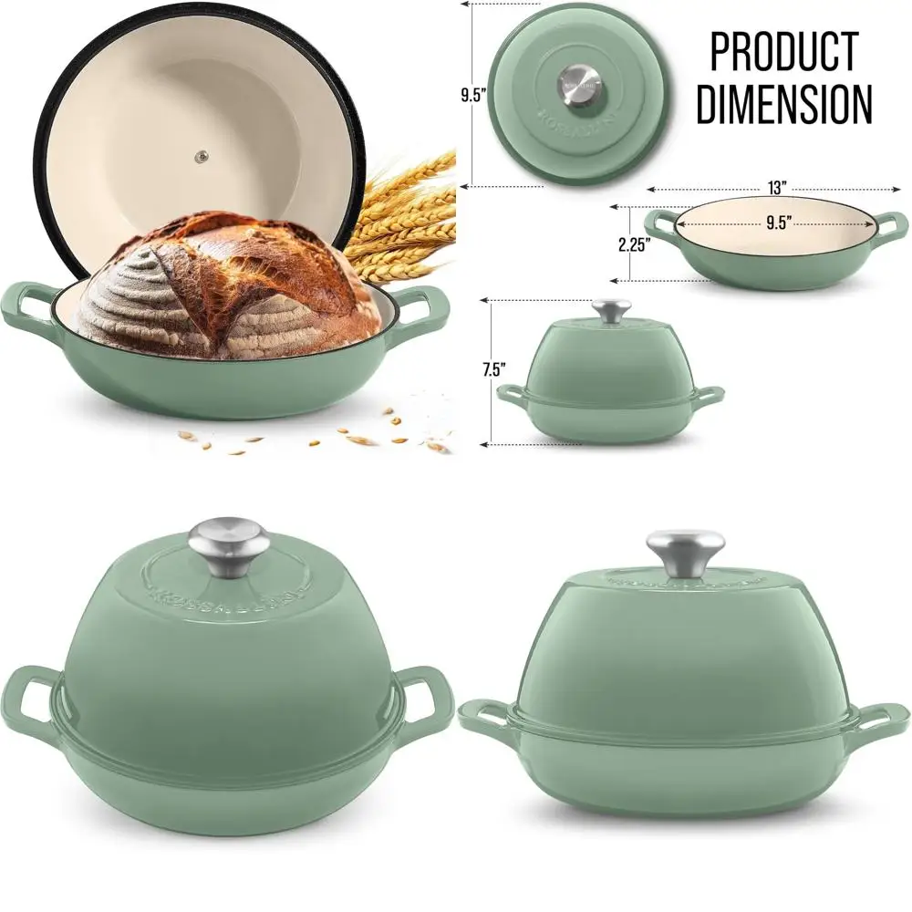 

Enameled Cast Iron Sourdough Bread Oven - Non-Stick, Tight-Fitting Lid, Perfect Baking, Bread Making, 6-Quart Capacity