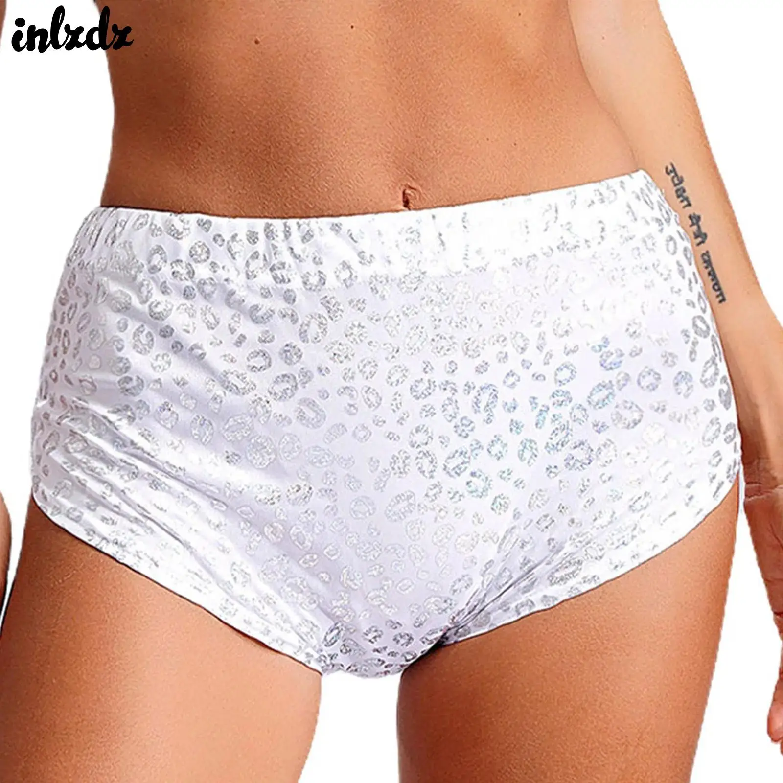 Women Shiny Leopard Print Hot Pants Fashion Minipants Modern Jazz Dance Practise Shorts Jazz Pole Dance Shorts Casual Home Wear