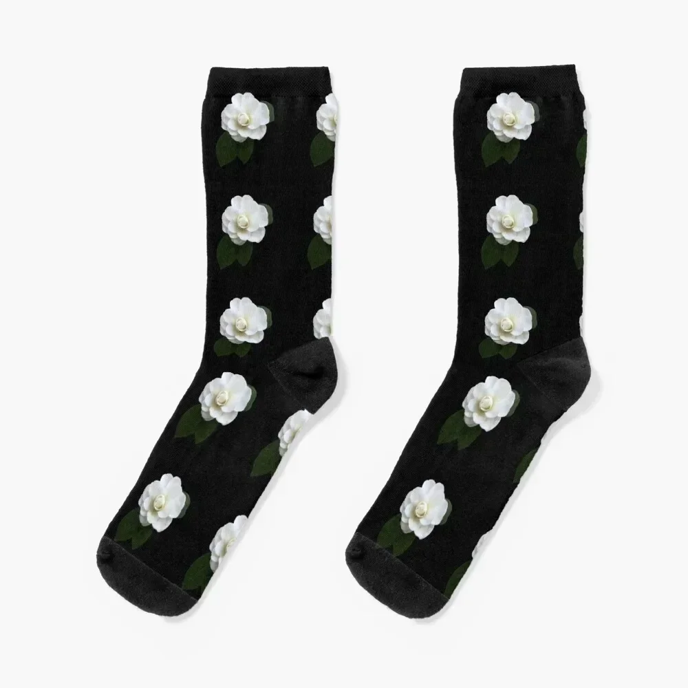 

White Camellia Socks fashionable halloween luxury Running Socks For Man Women's