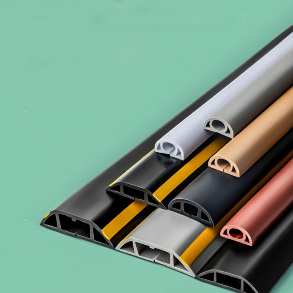 Floor Cord Cover Self-Adhesive Cord Protector Extension Wiring Duct Protector Electric Wire Slot Cable Concealer Manage Cable