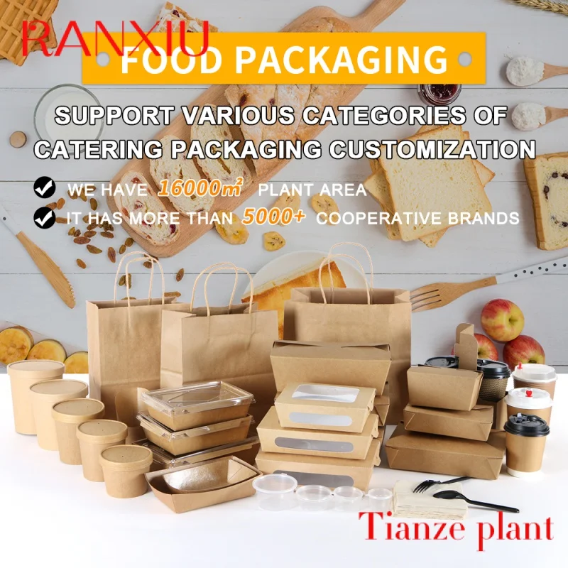 Custom food box packaging take out food container PE coated kraft salad paper box with window