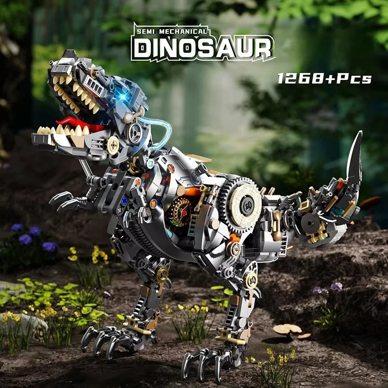 1268PCS Mechanical Dinosaur Building Blocks Tyrannosaurus Rex Model Brick Creative Animal With Light MOC Assembly Toy Kid Gifts