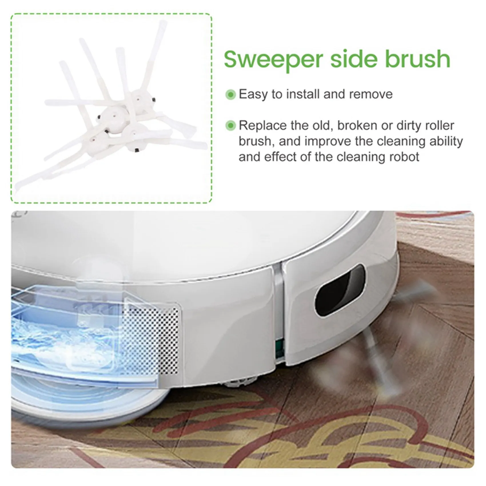 8 pçs acessórios para qihoo 360 s5 s7 s7 pro robô aspirador de pó reposição escova lateral partseco-embalagem amigável