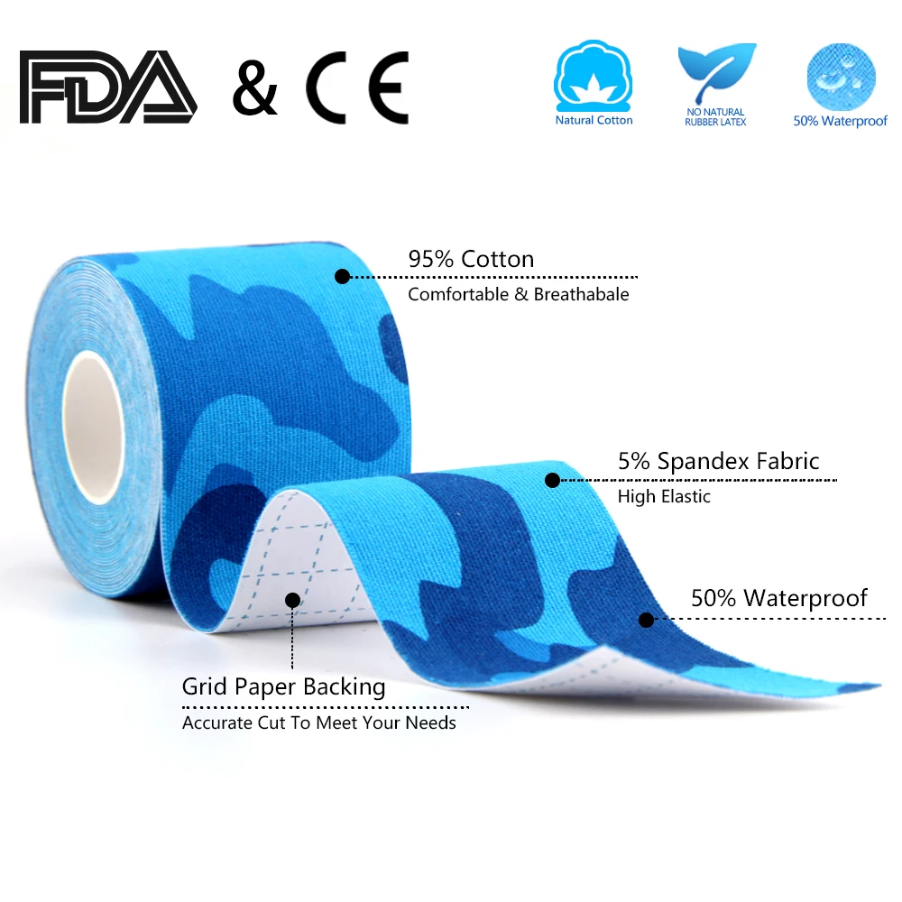 Kinesiology Athletic Cotton Tapes, Breathable Sports Muscle, Waterproof Relief Pain Stickers, Bandage Support for Knee, 6 Rolls