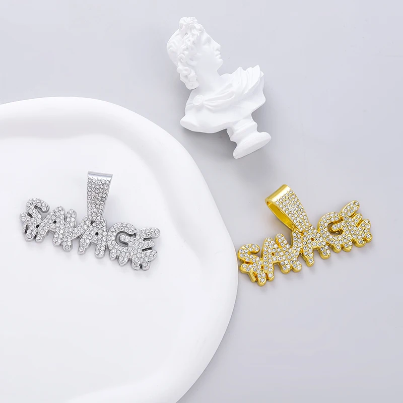 Ice Crystal Letter Pendant Shining Bing Cubic Zirconia Hip Hop Necklace Men Women Cool Rock Rap Trend Jewelry