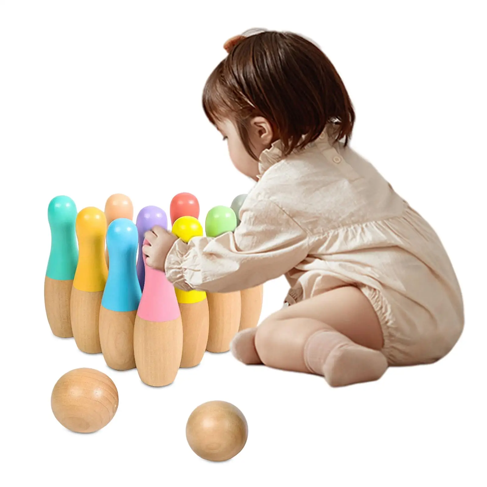 

Wooden Bowling Game Set for Kids, Easy to Play, Entertaining for