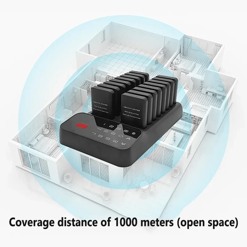 Wireless Calling Pagers System Restaurant Waiter Pager Call Customer Queue System Meal Extractor Queuing 16 Receivers for Coffee