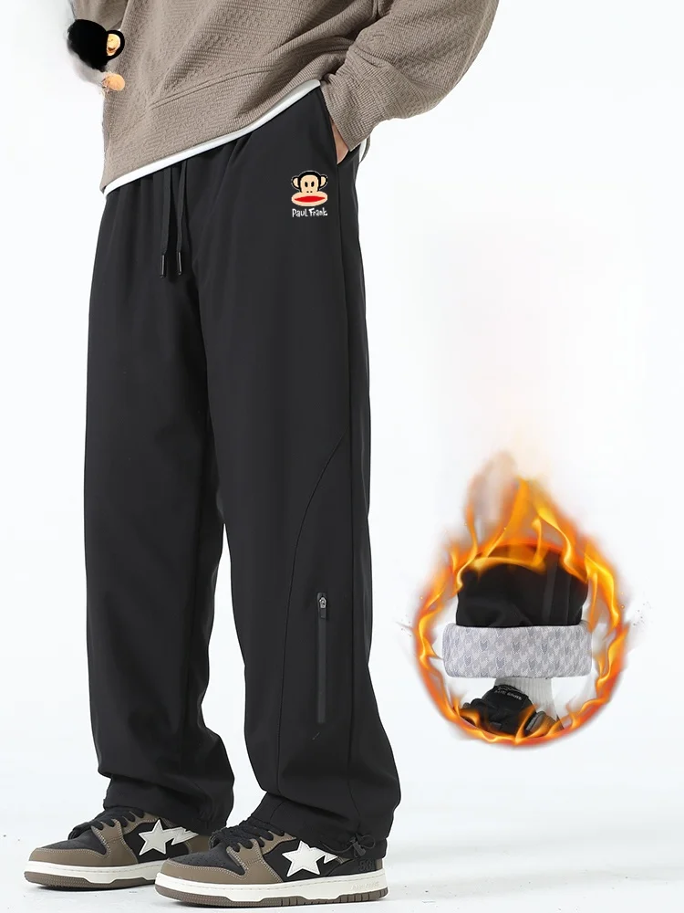 

Мужские утепленные спортивные брюки на зиму, ветрозащитные, теплые, с завязками, прямого кроя, повседневные, для активного отдыха