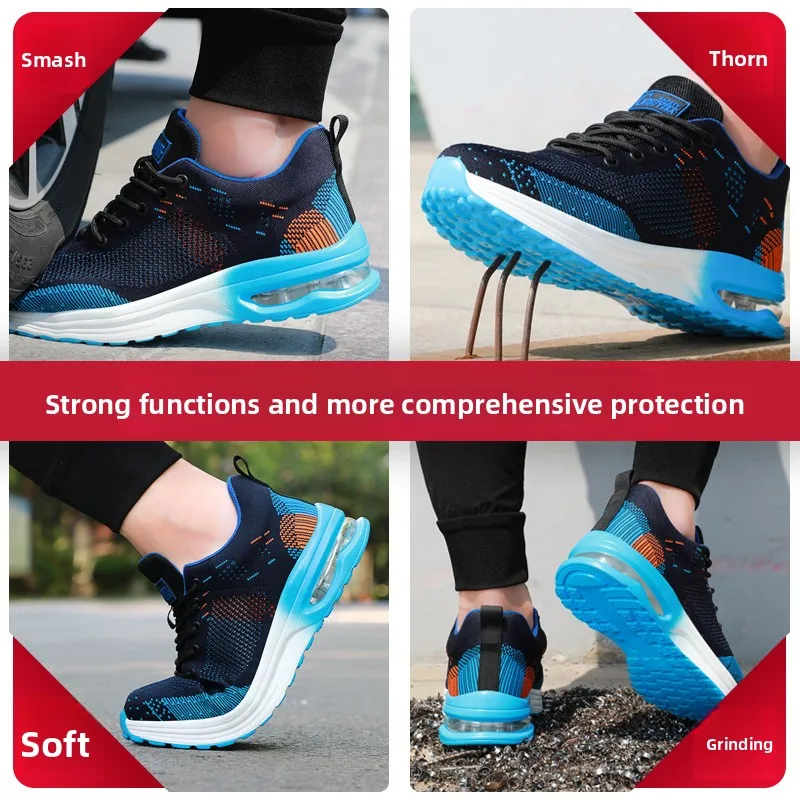 남성용 안전 신발 안티 펑크 작업 운동화 펑크 남성 작업 신발 호흡 남성 신발 경량 남성용 작업 신발36-46