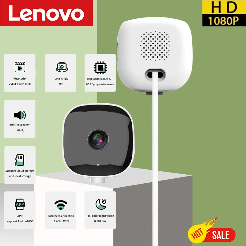 Lenovo Mini Window Camera Replaces Outdoor Cameras 2.4/5GHz WiFi Camera 3MP Resolution Full-Color Night Vision Through Camera