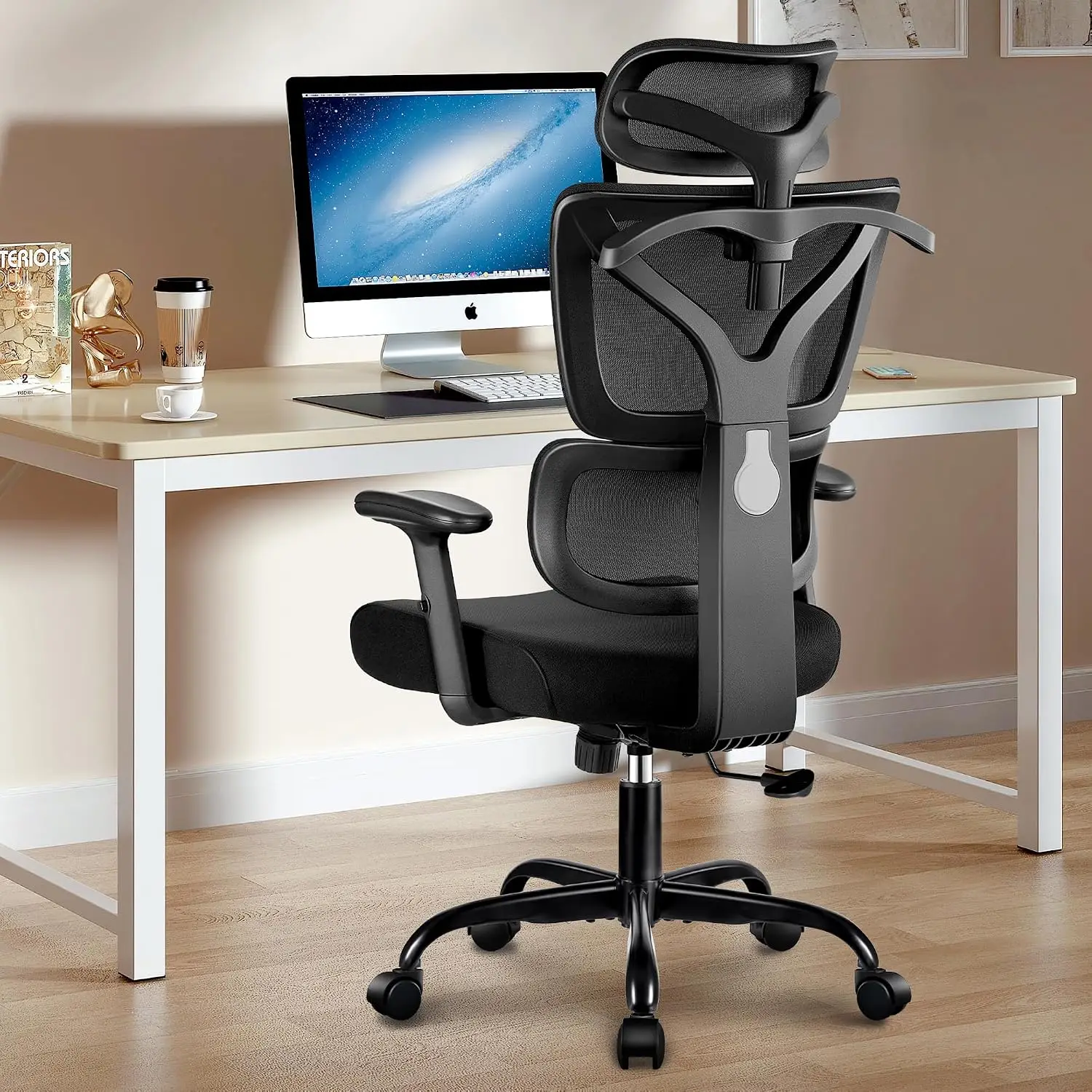 Ergonomic Mesh Office Chair, High Back Reclining Desk Chair with Lumbar Support & Adjustable Armrests for Gaming Home Big Tall,