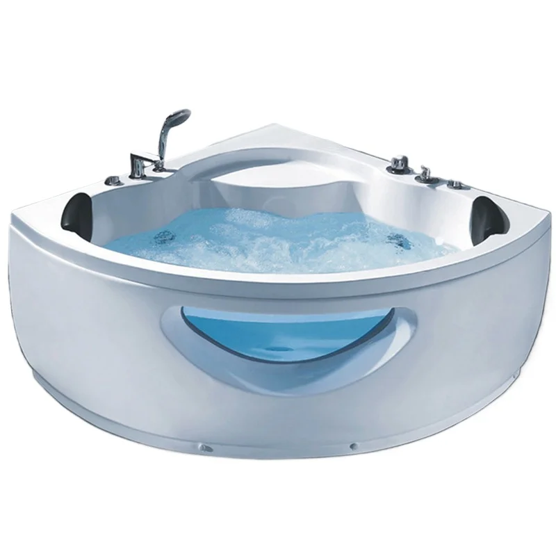 

Free-standing triangular hotel bathroom Surf massage Intelligent thermostatic acrylic double bathtub