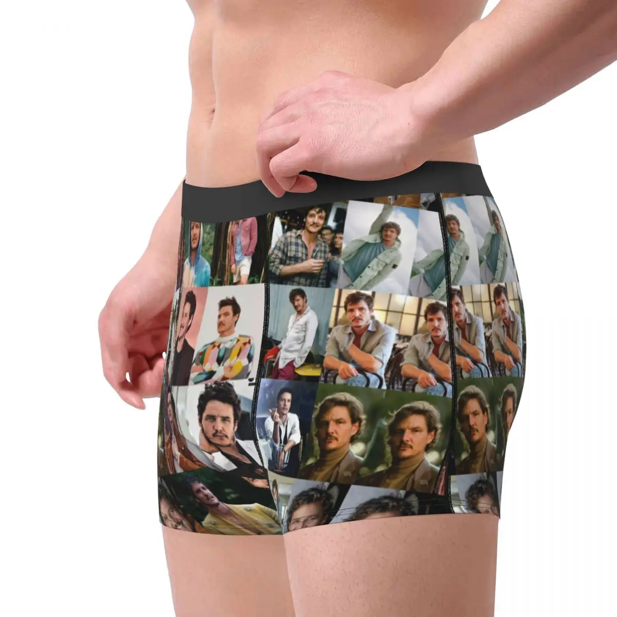 Funny Boxer Pedro Pascal Actor Collage Shorts Panties Men Underwear Polyester Underpants for Homme S-XXL