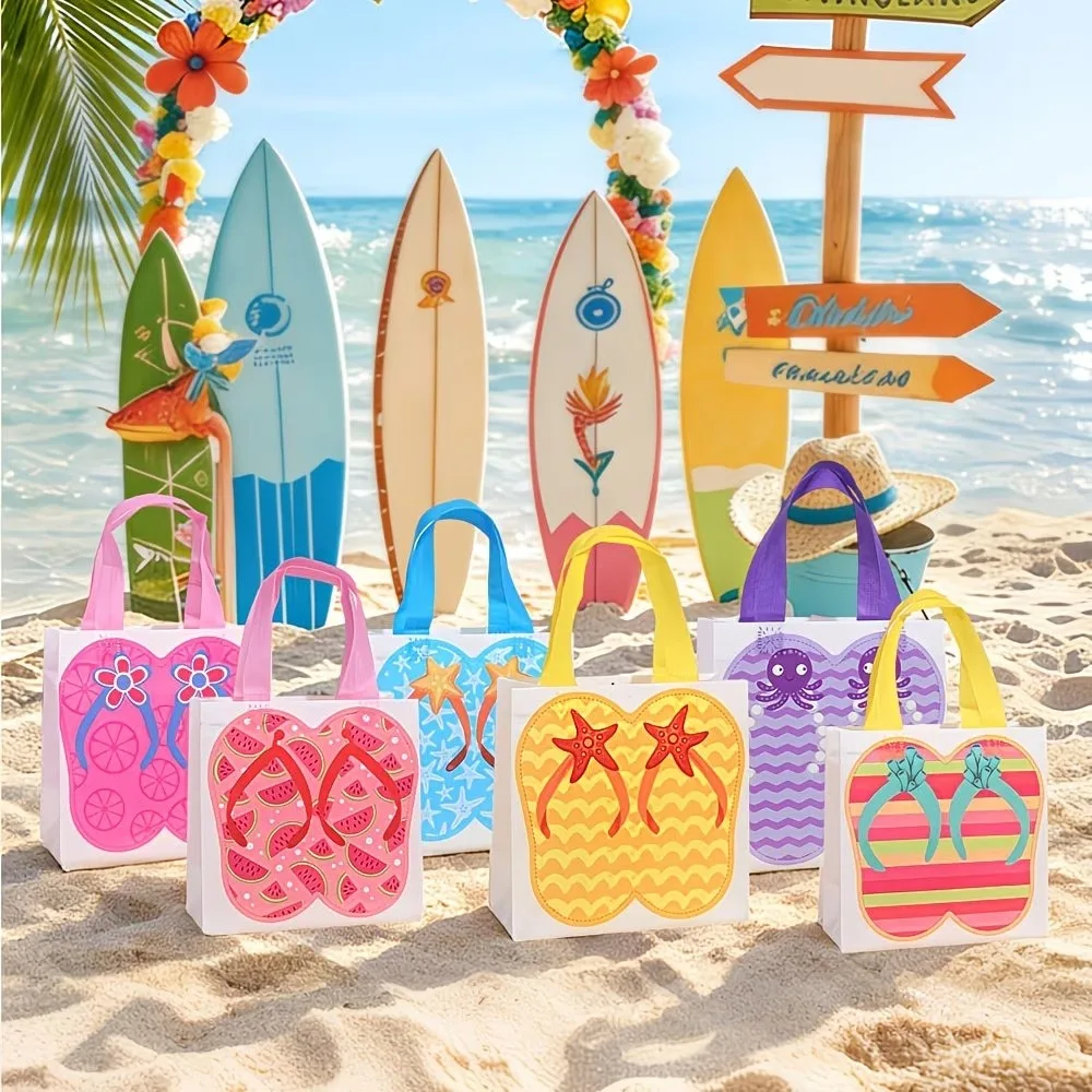 12/24 Bolsas de Regalo con Asas para Chanclas Hawaianas, Ideales para Cumpleaños, Fiestas en la Playa, Día de la Madre, Bodas y Recuerdos para Niños