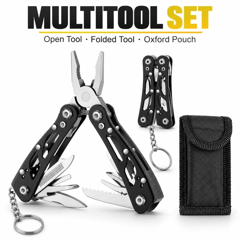 Stainless Steel Multi Tool Pliers Folding Pocket Tool With Oxford Sheath Screwdriver Bottle Opener For Camping DIY Gifts