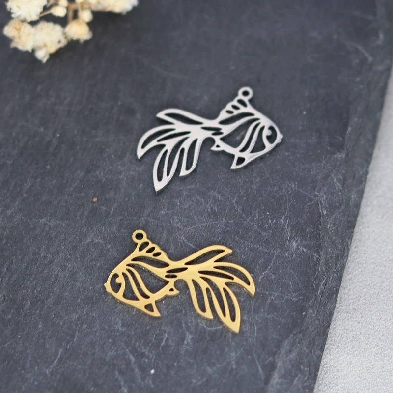 

3pcs Lucky Koi Fish Stainless Steel Goldfish Pendant Charms For Jewelry Making DIY Tassels Earrings Necklace Art Line Accessorie