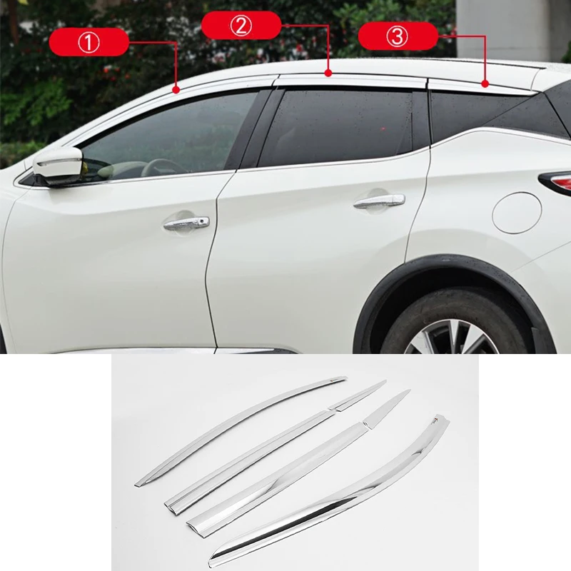 

Car accessories FIT FOR Nissan Murano Z52 2015-2024 ABS chrome waterproof Door Window Visor Vent Shades Sun Rain Guard