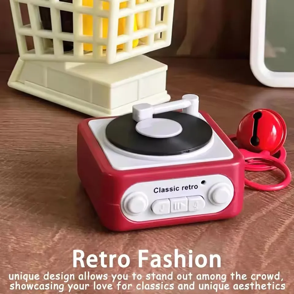 Retro Tape Recorder Keychain Mini Recording Music Box Pendant Keyring Backpack Ornament Birthday Couple Gift