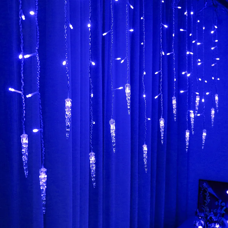 

Outdoor Curtain Icicle Lamp String 4m Led Ice Cone String Lights Mall Eaves Decorative Light 8 Light Modes For Wedding Bathroom