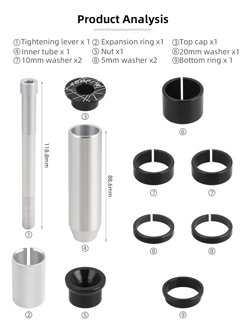TOOPRE Höhe Spacer Riser Fahrrad Gabel Vorbau Extender Innen Fiameter 24,6-25,4mm 55mm Außendurchmesser 28,6mm für Mountain Road Bike – Detail 3